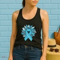 Ovarian Cancer Shirts Sunflower Ovarian Cancer Awareness Women's Tank Top thumb 2