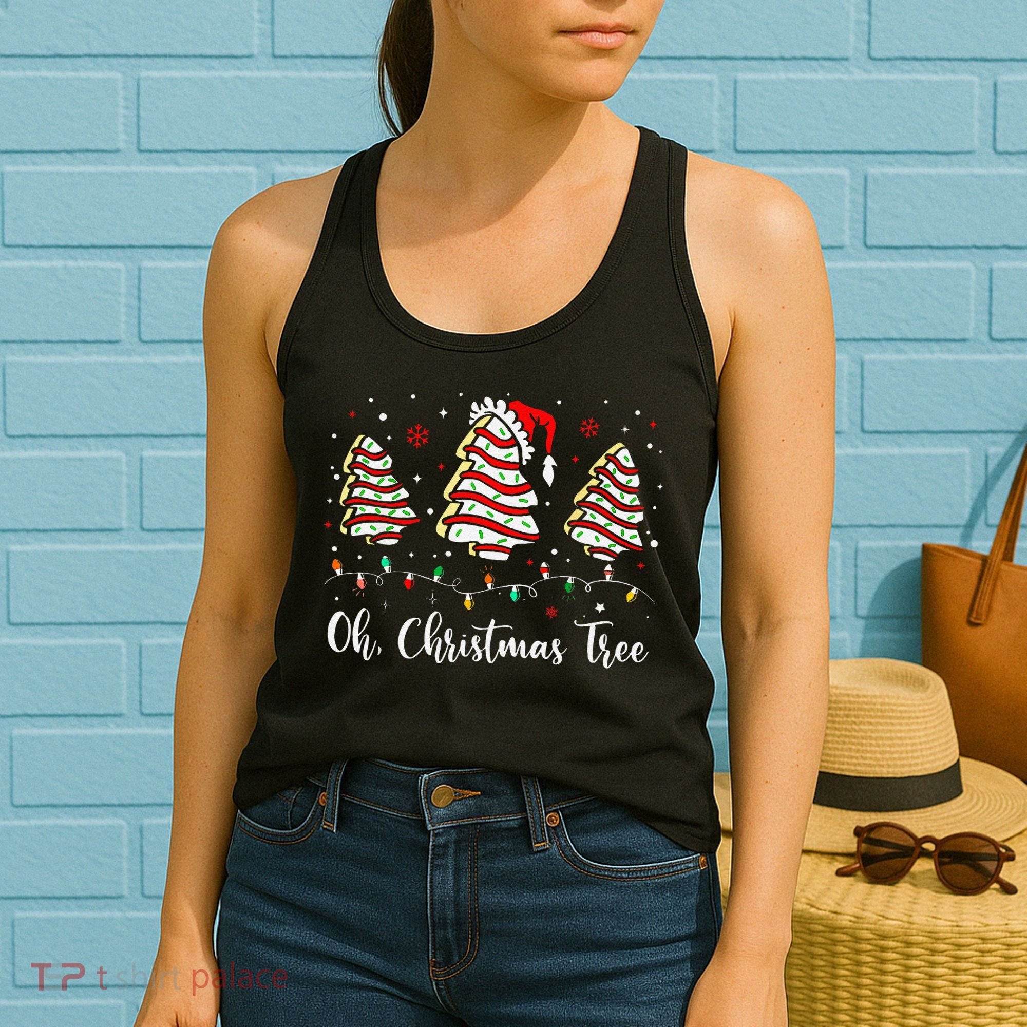 Oh Christmas Tree Cakes Debbie Becky Jen Cake Lovers Xmas Gift Women's Tank Top