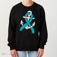 Ovarian Cancer Teal Ribbon Awareness Refuse To Sink Anchor Gift Women's Sweatshirt thumb 0