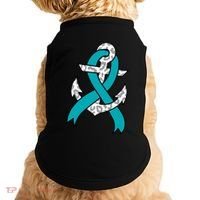 Ovarian Cancer Teal Ribbon Awareness Refuse To Sink Anchor Gift Doggie Tank thumb 0