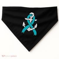 Ovarian Cancer Teal Ribbon Awareness Refuse To Sink Anchor Gift USA-Made Doggie Bandana thumb 0