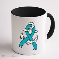 Ovarian Cancer Teal Ribbon Awareness Refuse To Sink Anchor Gift Coffee Mug thumb 1