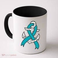 Ovarian Cancer Teal Ribbon Awareness Refuse To Sink Anchor Gift Coffee Mug thumb 0