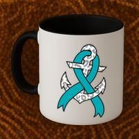 Ovarian Cancer Teal Ribbon Awareness Refuse To Sink Anchor Gift Coffee Mug thumb 2