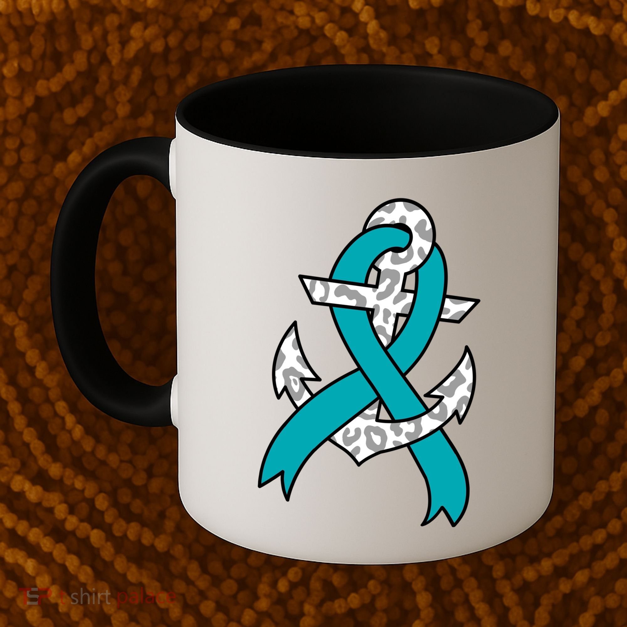 Ovarian Cancer Teal Ribbon Awareness Refuse To Sink Anchor Gift Coffee Mug