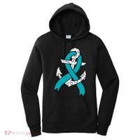 Ovarian Cancer Teal Ribbon Awareness Refuse To Sink Anchor Gift Women's Hoodie thumb 0
