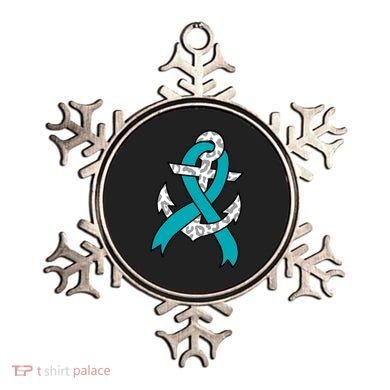 Ovarian Cancer Teal Ribbon Awareness Refuse To Sink Anchor Gift Ornament