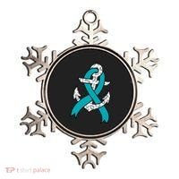 Ovarian Cancer Teal Ribbon Awareness Refuse To Sink Anchor Gift Ornament thumb 0