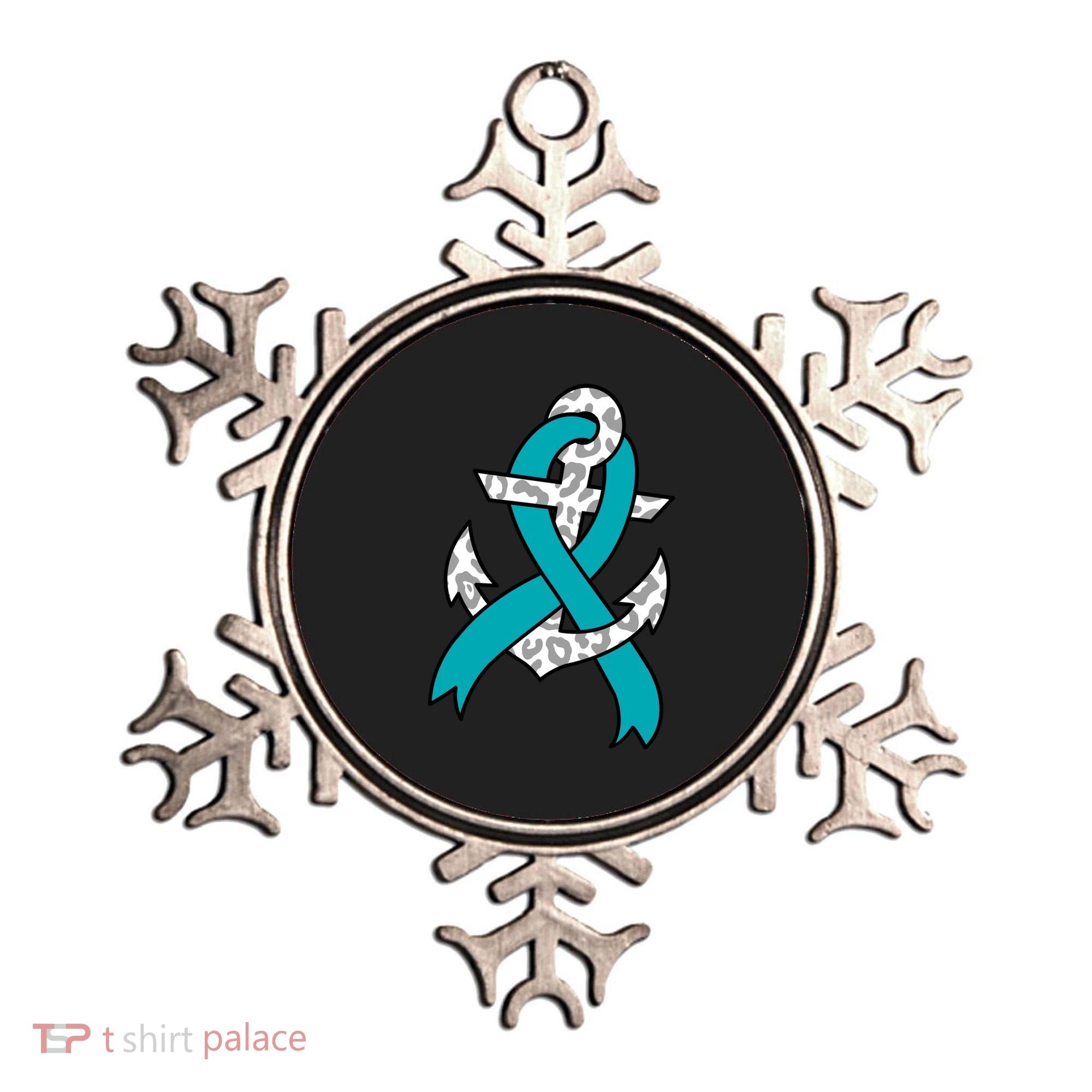 Ovarian Cancer Teal Ribbon Awareness Refuse To Sink Anchor Gift Ornament