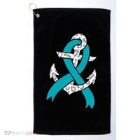 Ovarian Cancer Teal Ribbon Awareness Refuse To Sink Anchor Gift Golf Towel thumb 0