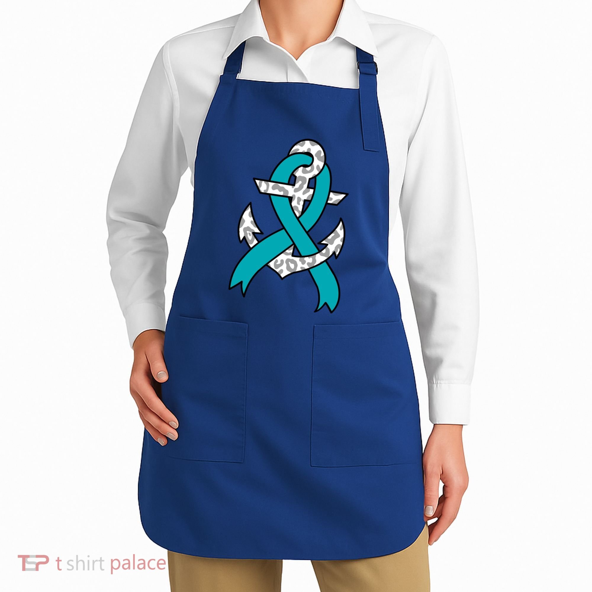 Ovarian Cancer Teal Ribbon Awareness Refuse To Sink Anchor Gift Apron