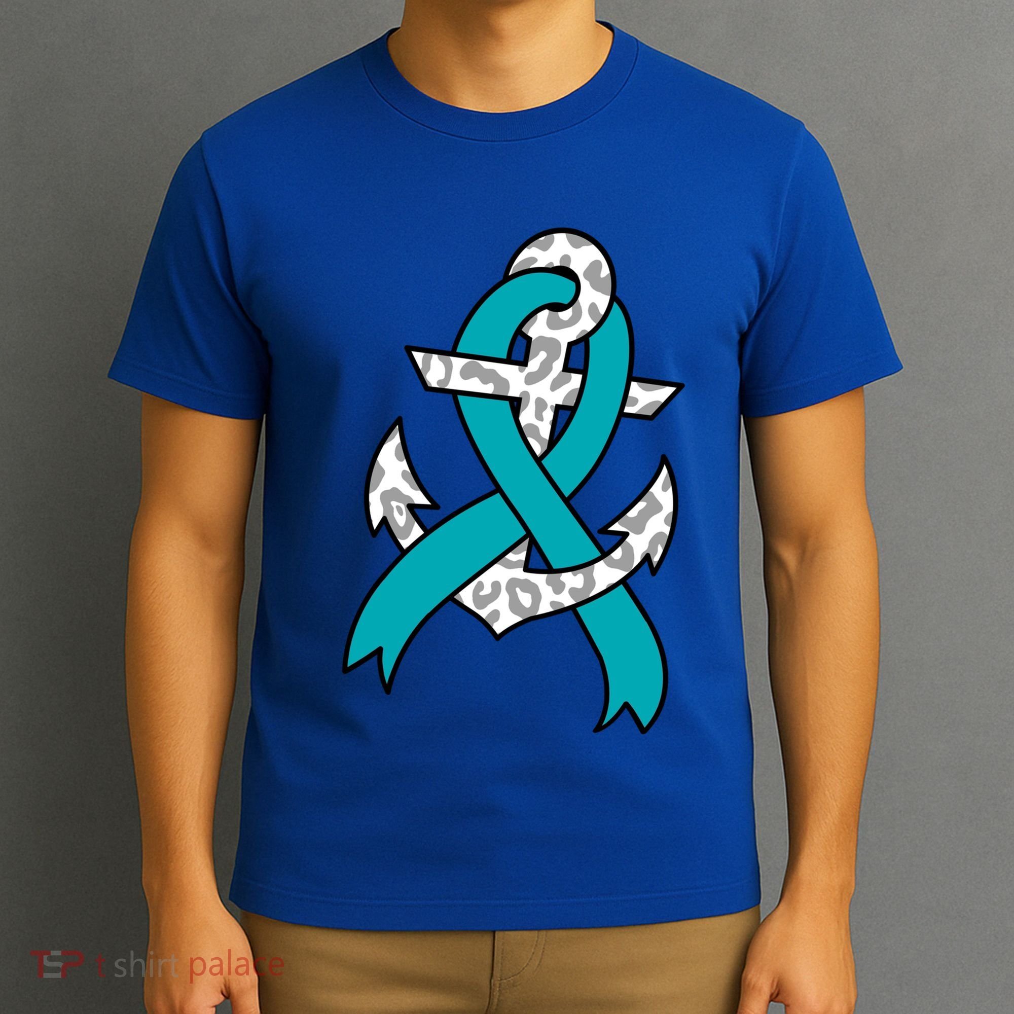 Ovarian Cancer Teal Ribbon Awareness Refuse To Sink Anchor Gift T-Shirt