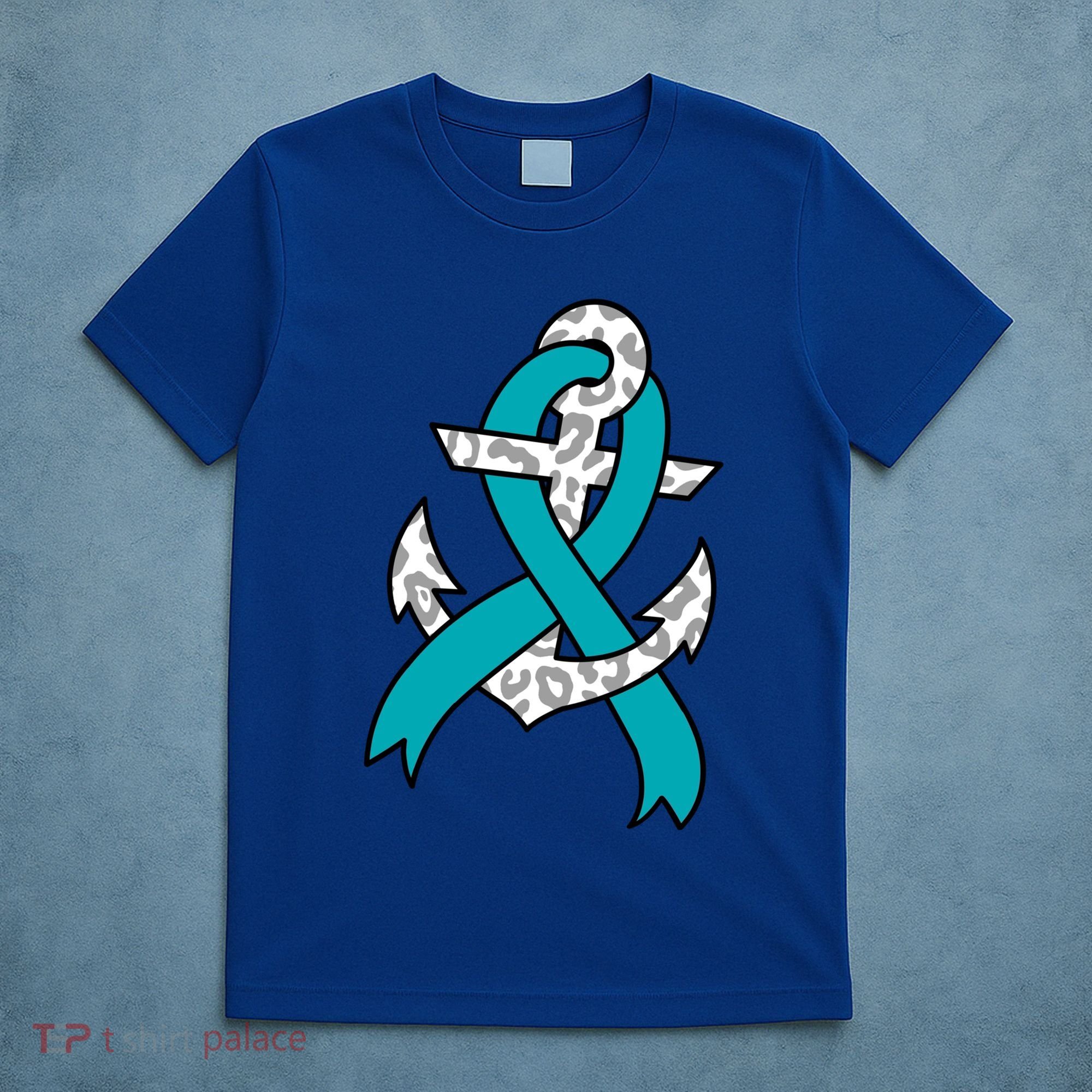 Ovarian Cancer Teal Ribbon Awareness Refuse To Sink Anchor Gift T-Shirt