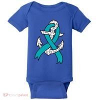 Ovarian Cancer Teal Ribbon Awareness Refuse To Sink Anchor Gift Baby Bodysuit thumb 0