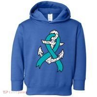 Ovarian Cancer Teal Ribbon Awareness Refuse To Sink Anchor Gift Toddler Hoodie thumb 0
