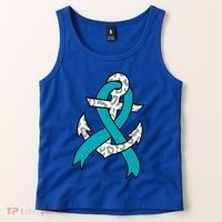 Ovarian Cancer Teal Ribbon Awareness Refuse To Sink Anchor Gift Tank Top thumb 2