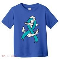 Ovarian Cancer Teal Ribbon Awareness Refuse To Sink Anchor Gift Toddler T-Shirt thumb 0