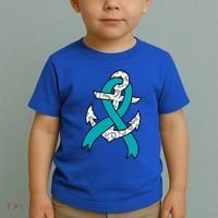 Ovarian Cancer Teal Ribbon Awareness Refuse To Sink Anchor Gift Toddler T-Shirt thumb 2