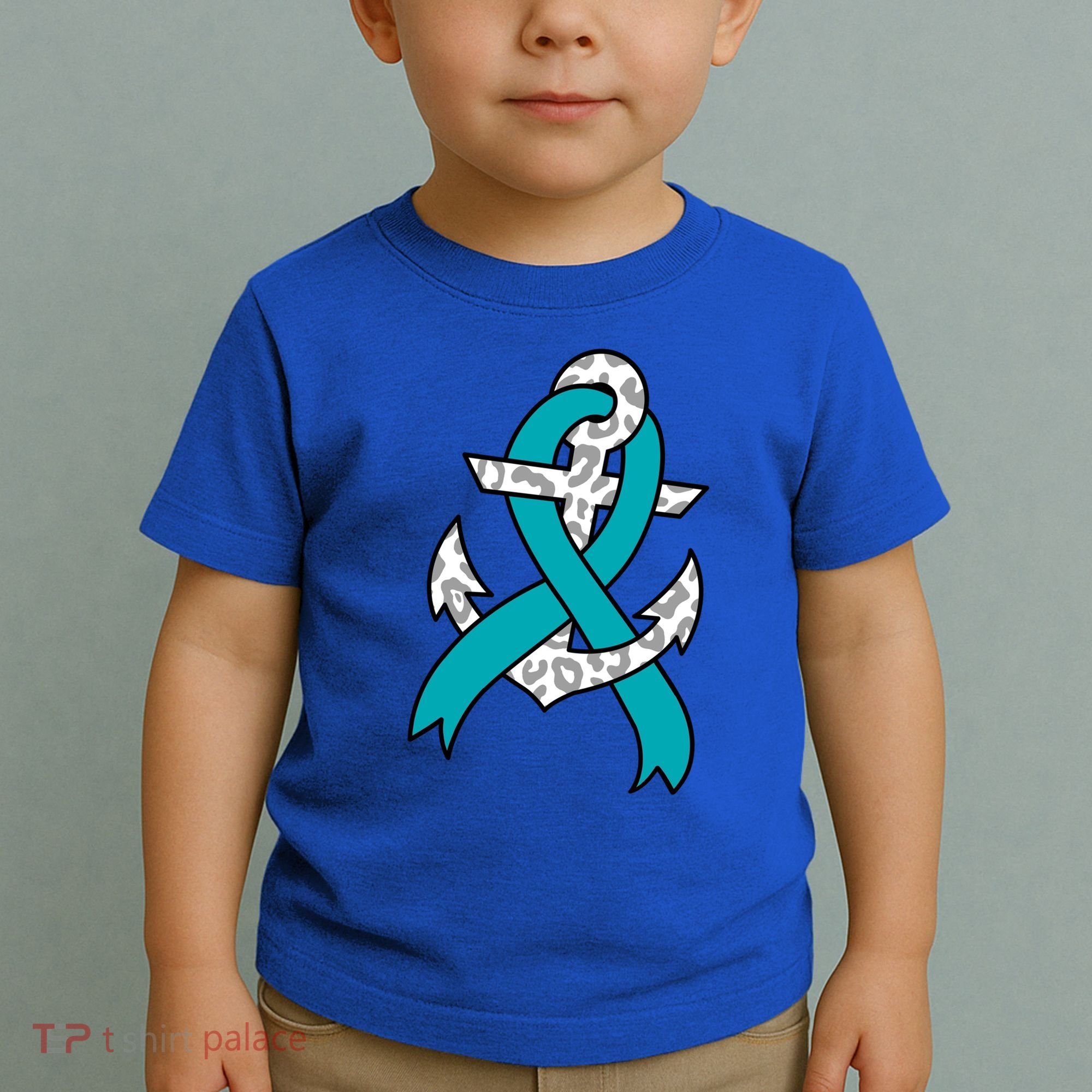 Ovarian Cancer Teal Ribbon Awareness Refuse To Sink Anchor Gift Toddler T-Shirt