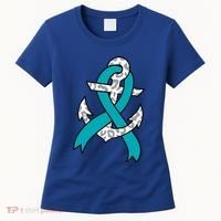 Ovarian Cancer Teal Ribbon Awareness Refuse To Sink Anchor Gift Women's T-Shirt thumb 0