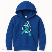Ovarian Cancer Teal Ribbon Awareness Refuse To Sink Anchor Gift Kids Hoodie thumb 0