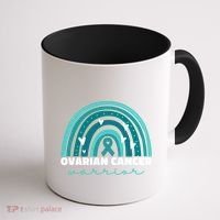 Ovarian Cancer Teal Ribbon Ovarian Cancer Warrior Gift Coffee Mug thumb 1