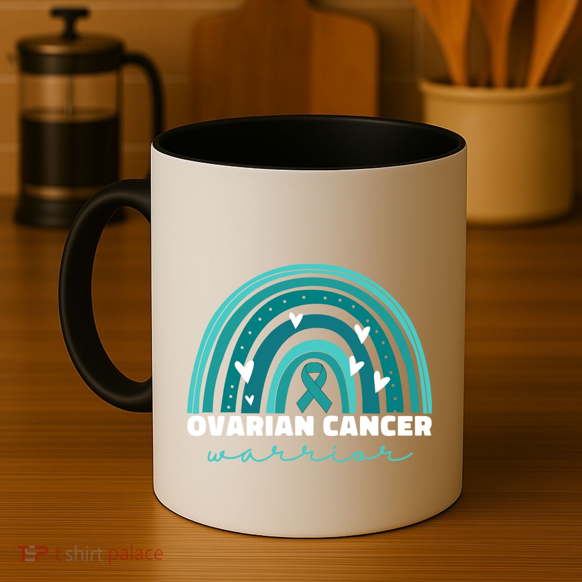 Ovarian Cancer Teal Ribbon Ovarian Cancer Warrior Gift Coffee Mug