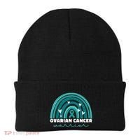 Ovarian Cancer Teal Ribbon Ovarian Cancer Warrior Gift Beanie thumb 0