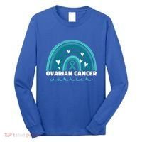 Ovarian Cancer Teal Ribbon Ovarian Cancer Warrior Gift Long Sleeve Shirt thumb 0