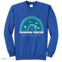Ovarian Cancer Teal Ribbon Ovarian Cancer Warrior Gift Sweatshirt thumb 0