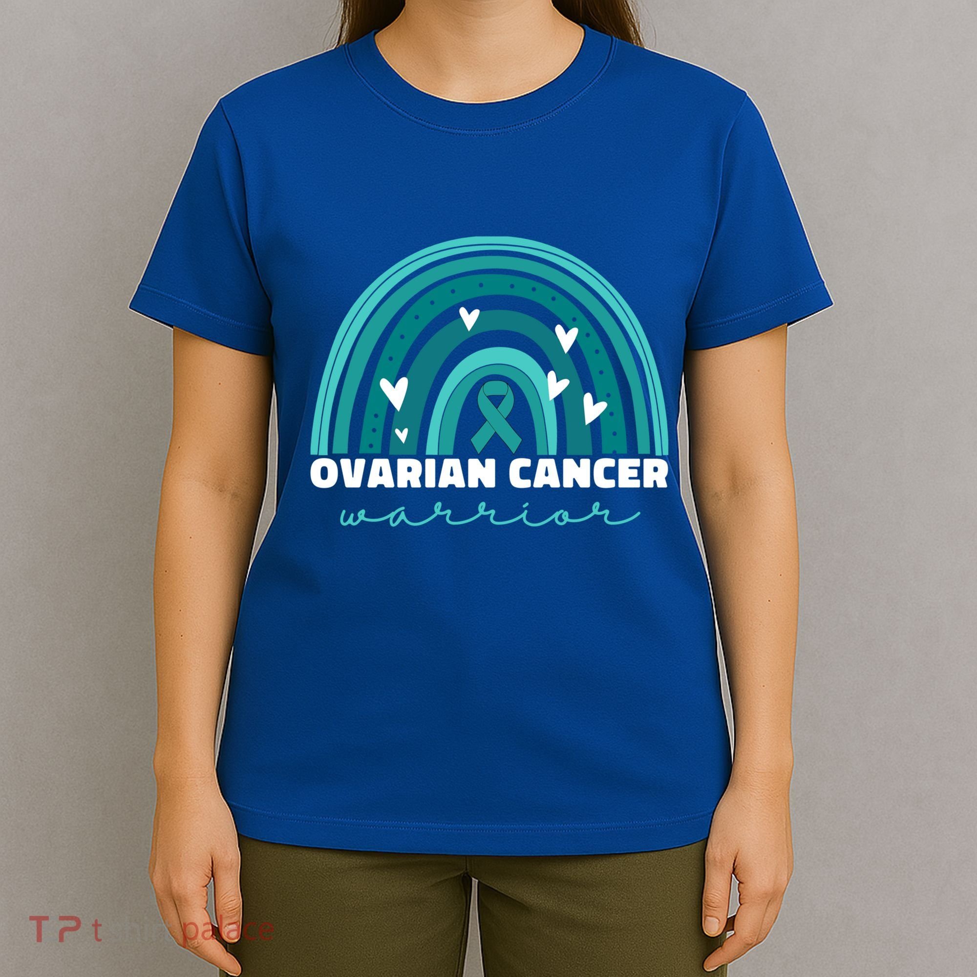 Ovarian Cancer Teal Ribbon Ovarian Cancer Warrior Gift T-Shirt