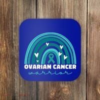 Ovarian Cancer Teal Ribbon Ovarian Cancer Warrior Gift Coaster thumb 0