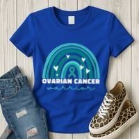 Ovarian Cancer Teal Ribbon Ovarian Cancer Warrior Gift Women's T-Shirt thumb 3