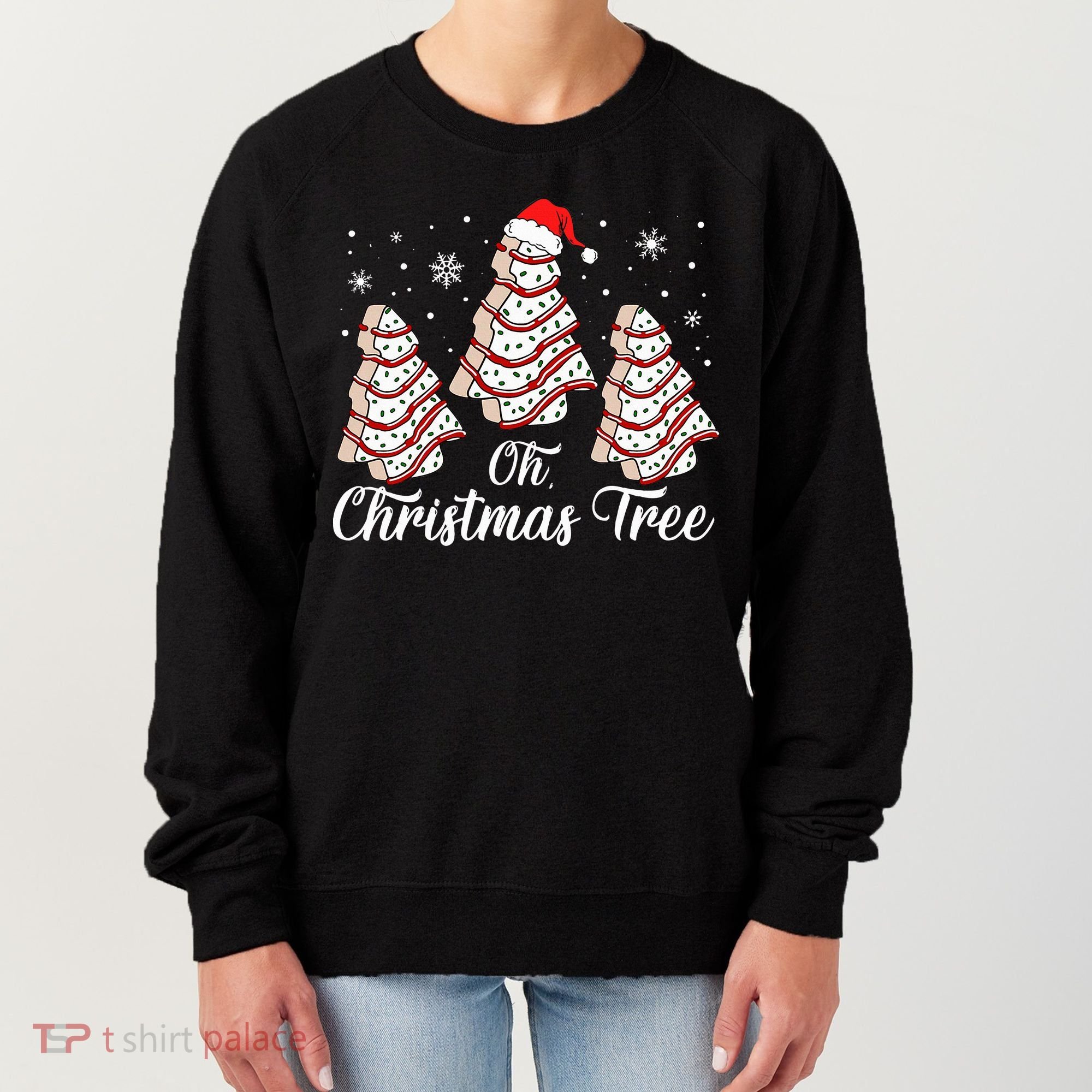 Oh Christmas Tree Cakes Debbie Funny Christmas Snack Cake Women's Sweatshirt