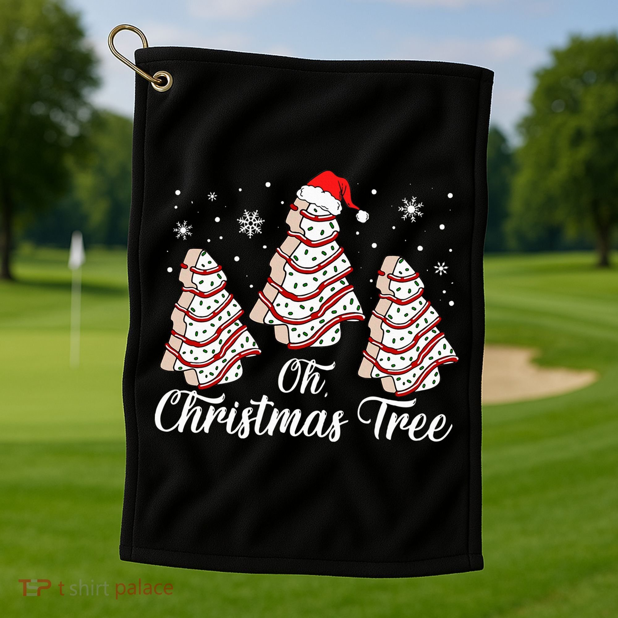 Oh Christmas Tree Cakes Debbie Funny Christmas Snack Cake Golf Towel