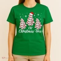 Oh Christmas Tree Cakes Debbie Funny Christmas Snack Cake T-Shirt thumb 4