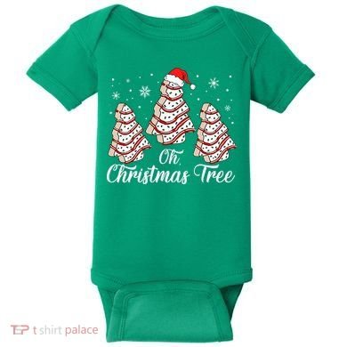 Oh Christmas Tree Cakes Debbie Funny Christmas Snack Cake Baby Bodysuit