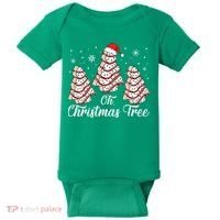 Oh Christmas Tree Cakes Debbie Funny Christmas Snack Cake Baby Bodysuit thumb 0