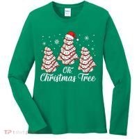 Oh Christmas Tree Cakes Debbie Funny Christmas Snack Cake Women's Long Sleeve Shirt thumb 0
