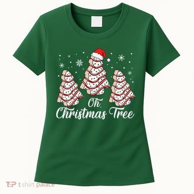 Oh Christmas Tree Cakes Debbie Funny Christmas Snack Cake Women's T-Shirt