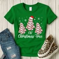 Oh Christmas Tree Cakes Debbie Funny Christmas Snack Cake Women's T-Shirt thumb 3