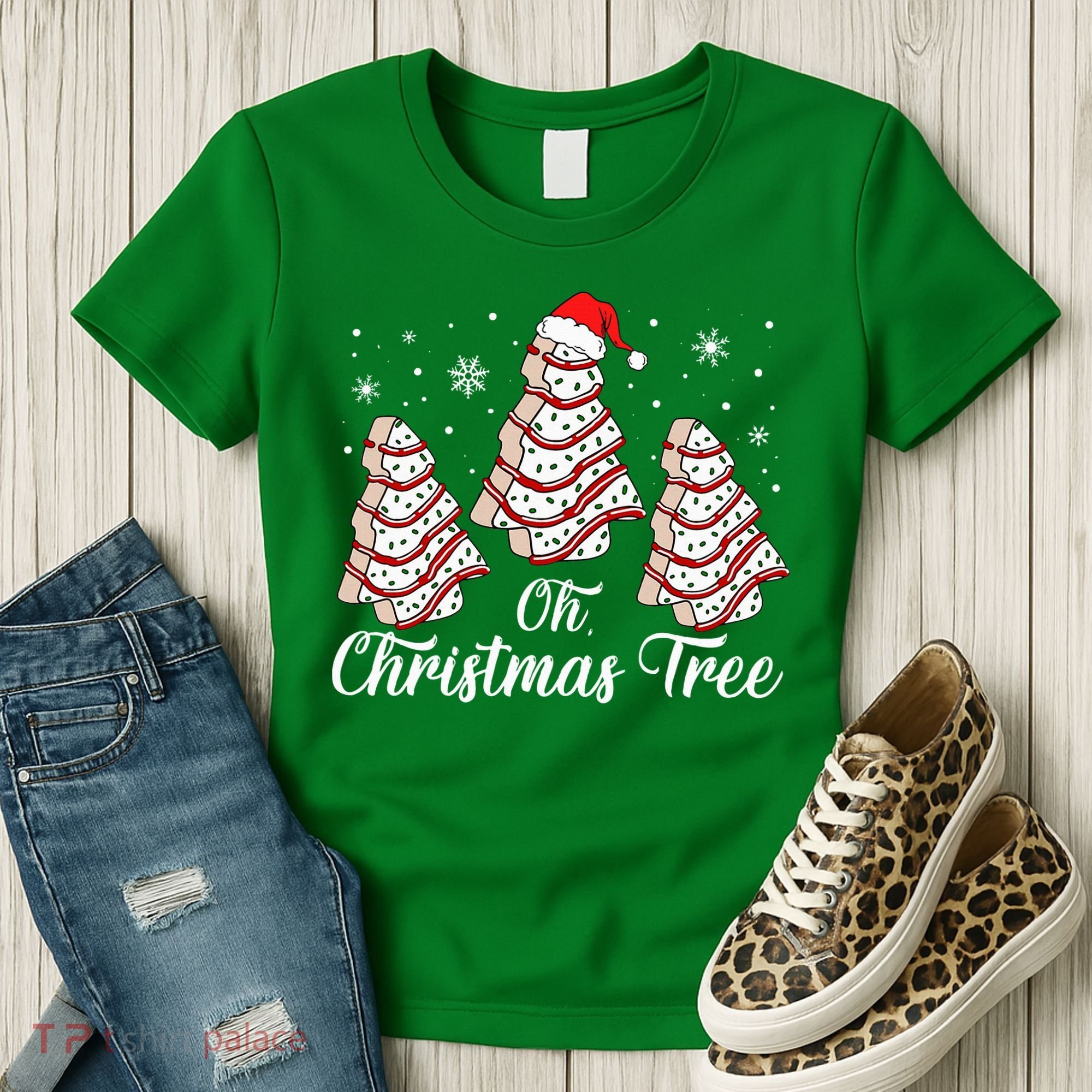 Oh Christmas Tree Cakes Debbie Funny Christmas Snack Cake Women's T-Shirt