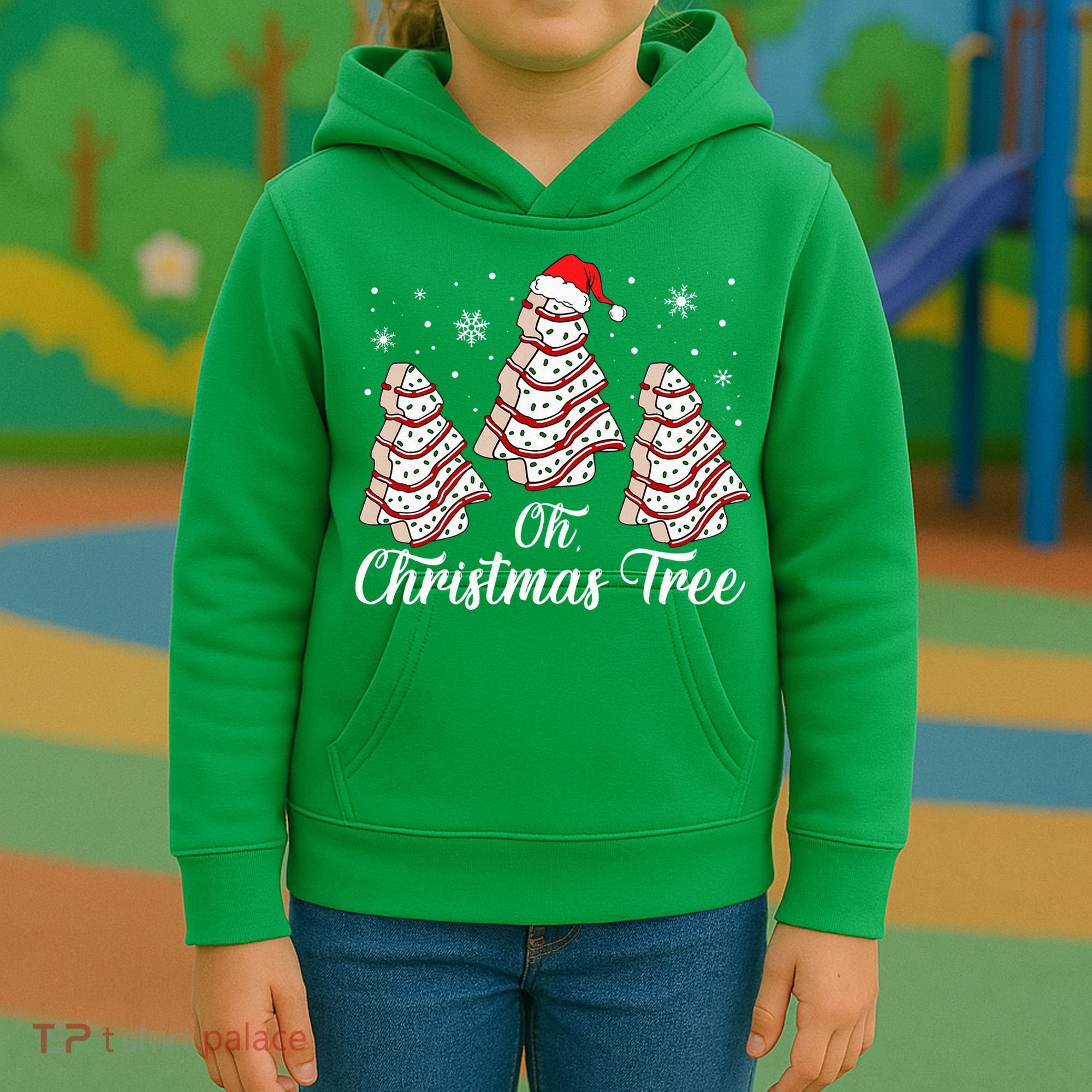 Oh Christmas Tree Cakes Debbie Funny Christmas Snack Cake Kids Hoodie