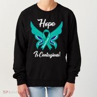 Ovarian Cancer Teal Ribbon Awareness Hope Butterfly Gift Women's Sweatshirt thumb 0