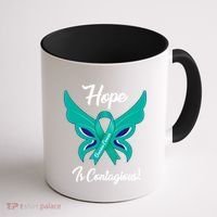 Ovarian Cancer Teal Ribbon Awareness Hope Butterfly Gift Coffee Mug thumb 1