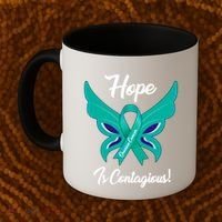 Ovarian Cancer Teal Ribbon Awareness Hope Butterfly Gift Coffee Mug thumb 2