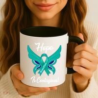 Ovarian Cancer Teal Ribbon Awareness Hope Butterfly Gift Coffee Mug thumb 3