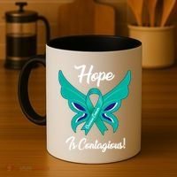 Ovarian Cancer Teal Ribbon Awareness Hope Butterfly Gift Coffee Mug thumb 4