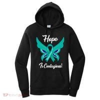 Ovarian Cancer Teal Ribbon Awareness Hope Butterfly Gift Women's Hoodie thumb 0