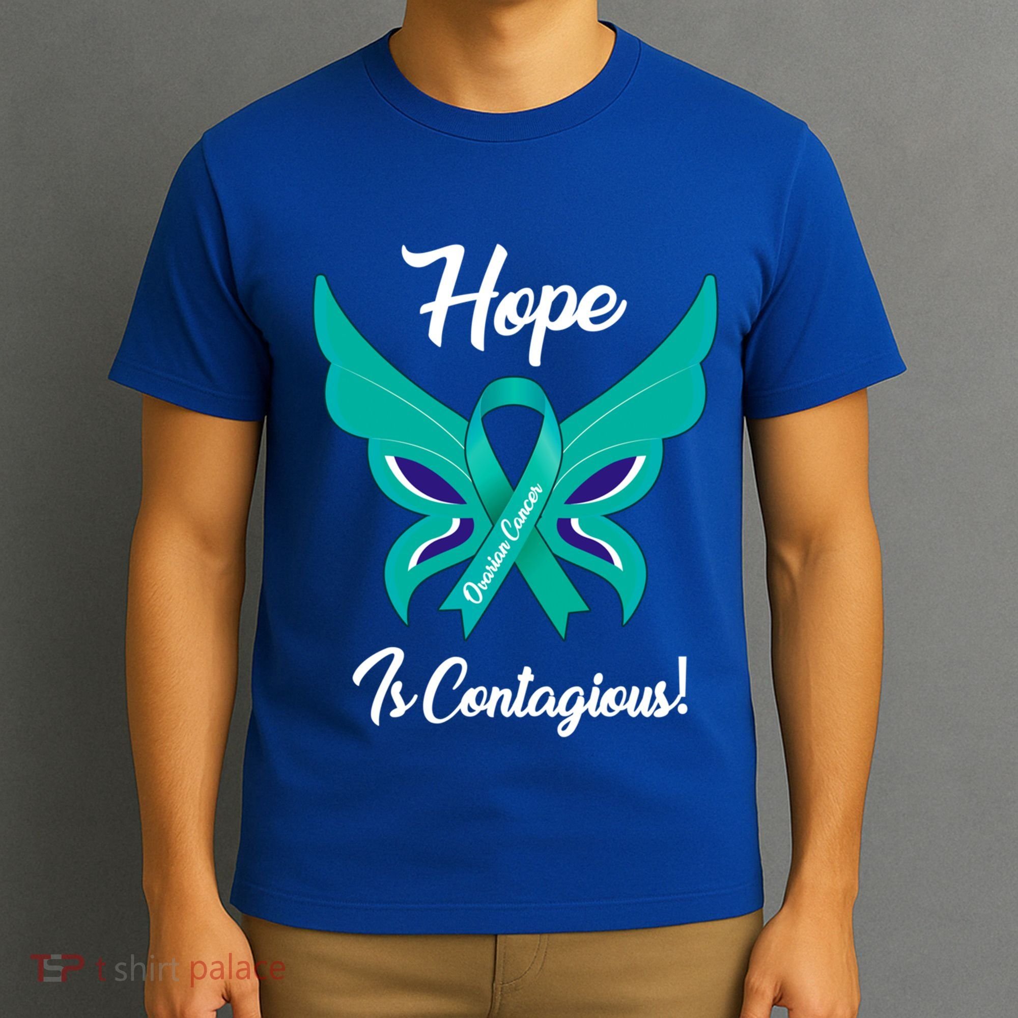 Ovarian Cancer Teal Ribbon Awareness Hope Butterfly Gift T-Shirt